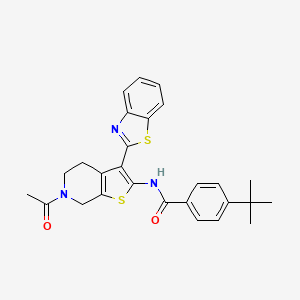 molecular formula C27H27N3O2S2 B2840471 N-(6-acetyl-3-(benzo[d]thiazol-2-yl)-4,5,6,7-tetrahydrothieno[2,3-c]pyridin-2-yl)-4-(tert-butyl)benzamide CAS No. 887896-98-2