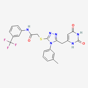 molecular formula C23H19F3N6O3S B2840480 2-({5-[(2,6-dioxo-1,2,3,6-tetrahydropyrimidin-4-yl)methyl]-4-(3-methylphenyl)-4H-1,2,4-triazol-3-yl}sulfanyl)-N-[3-(trifluoromethyl)phenyl]acetamide CAS No. 896677-19-3