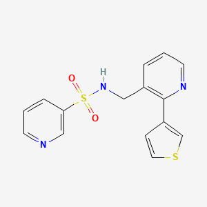 molecular formula C15H13N3O2S2 B2840529 N-((2-(thiophen-3-yl)pyridin-3-yl)methyl)pyridine-3-sulfonamide CAS No. 2034596-44-4