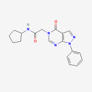 molecular formula C18H19N5O2 B2840550 N-cyclopentyl-2-(4-oxo-1-phenyl-1H-pyrazolo[3,4-d]pyrimidin-5(4H)-yl)acetamide CAS No. 852440-23-4