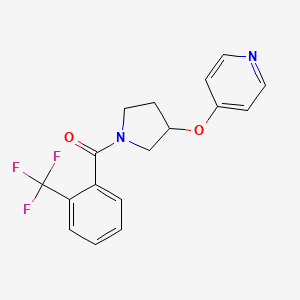 molecular formula C17H15F3N2O2 B2840561 4-({1-[2-(trifluoromethyl)benzoyl]pyrrolidin-3-yl}oxy)pyridine CAS No. 2034617-12-2