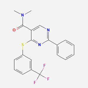 N,N-dimethyl-2-phenyl-4-{[3-(trifluoromethyl)phenyl]sulfanyl}-5-pyrimidinecarboxamide