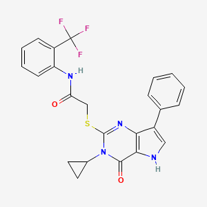 2-((3-cyclopropyl-4-oxo-7-phenyl-4,5-dihydro-3H-pyrrolo[3,2-d]pyrimidin-2-yl)thio)-N-(2-(trifluoromethyl)phenyl)acetamide