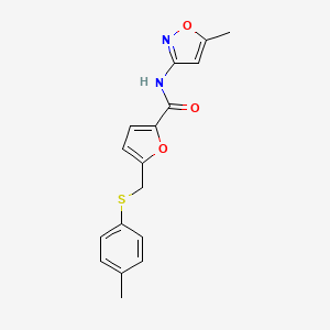molecular formula C17H16N2O3S B2840627 N-(5-methyl-1,2-oxazol-3-yl)-5-[(4-methylphenyl)sulfanylmethyl]furan-2-carboxamide CAS No. 874465-32-4