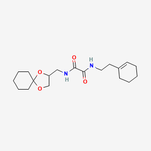 molecular formula C19H30N2O4 B2840637 N'-[2-(cyclohex-1-en-1-yl)ethyl]-N-({1,4-dioxaspiro[4.5]decan-2-yl}methyl)ethanediamide CAS No. 941959-30-4