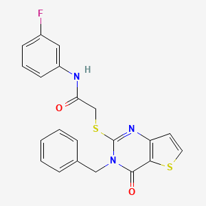2-({3-benzyl-4-oxo-3H,4H-thieno[3,2-d]pyrimidin-2-yl}sulfanyl)-N-(3-fluorophenyl)acetamide