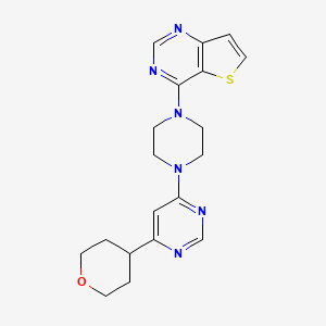 4-[4-[6-(Oxan-4-yl)pyrimidin-4-yl]piperazin-1-yl]thieno[3,2-d]pyrimidine