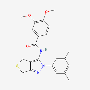 molecular formula C22H23N3O3S B2840666 N-[2-(3,5-dimethylphenyl)-2H,4H,6H-thieno[3,4-c]pyrazol-3-yl]-3,4-dimethoxybenzamide CAS No. 361172-29-4