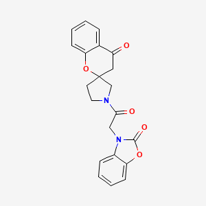 molecular formula C21H18N2O5 B2840668 3-(2-oxo-2-(4-oxospiro[chroman-2,3'-pyrrolidin]-1'-yl)ethyl)benzo[d]oxazol-2(3H)-one CAS No. 1706379-06-7