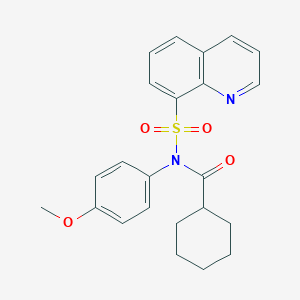 molecular formula C23H24N2O4S B284067 N-(cyclohexylcarbonyl)-N-(4-methoxyphenyl)-8-quinolinesulfonamide 