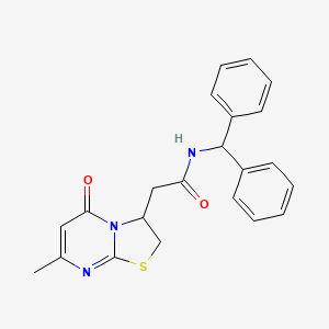 molecular formula C22H21N3O2S B2840711 N-(diphenylmethyl)-2-{7-methyl-5-oxo-2H,3H,5H-[1,3]thiazolo[3,2-a]pyrimidin-3-yl}acetamide CAS No. 946264-09-1