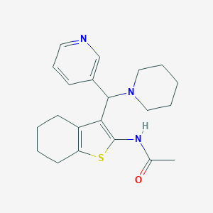 molecular formula C21H27N3OS B284078 N-[3-[piperidin-1-yl(pyridin-3-yl)methyl]-4,5,6,7-tetrahydro-1-benzothiophen-2-yl]acetamide 