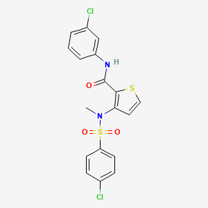 molecular formula C18H14Cl2N2O3S2 B2840813 N-(3-chlorophenyl)-3-(N-methyl4-chlorobenzenesulfonamido)thiophene-2-carboxamide CAS No. 1251699-38-3