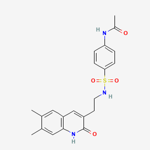 molecular formula C21H23N3O4S B2840845 N-(4-{[2-(6,7-dimethyl-2-oxo-1,2-dihydroquinolin-3-yl)ethyl]sulfamoyl}phenyl)acetamide CAS No. 851408-52-1