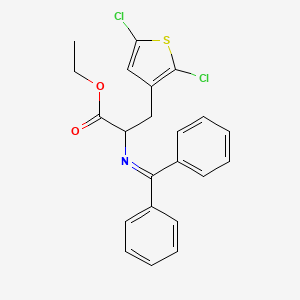 molecular formula C22H19Cl2NO2S B2840863 ethyl 3-(2,5-dichlorothiophen-3-yl)-2-[(diphenylmethylidene)amino]propanoate CAS No. 2568039-08-5