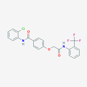 molecular formula C22H16ClF3N2O3 B284091 N-(2-chlorophenyl)-4-[2-oxo-2-[2-(trifluoromethyl)anilino]ethoxy]benzamide 