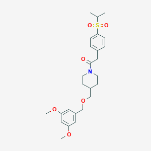 1-(4-(((3,5-Dimethoxybenzyl)oxy)methyl)piperidin-1-yl)-2-(4-(isopropylsulfonyl)phenyl)ethanone