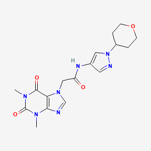 2-(1,3-dimethyl-2,6-dioxo-2,3-dihydro-1H-purin-7(6H)-yl)-N-(1-(tetrahydro-2H-pyran-4-yl)-1H-pyrazol-4-yl)acetamide