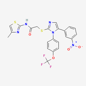 N-(4-methylthiazol-2-yl)-2-((5-(3-nitrophenyl)-1-(4-(trifluoromethoxy)phenyl)-1H-imidazol-2-yl)thio)acetamide