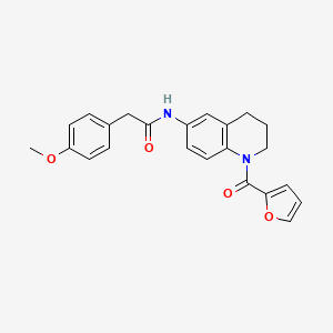 molecular formula C23H22N2O4 B2840947 N-[1-(furan-2-carbonyl)-1,2,3,4-tetrahydroquinolin-6-yl]-2-(4-methoxyphenyl)acetamide CAS No. 946288-82-0