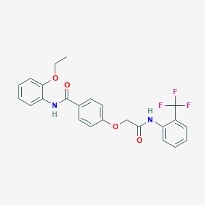 molecular formula C24H21F3N2O4 B284095 N-(2-ethoxyphenyl)-4-[2-oxo-2-[2-(trifluoromethyl)anilino]ethoxy]benzamide 