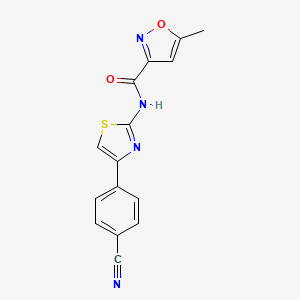 molecular formula C15H10N4O2S B2840989 N-[4-(4-cyanophenyl)-1,3-thiazol-2-yl]-5-methyl-1,2-oxazole-3-carboxamide CAS No. 955672-92-1