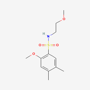 molecular formula C12H19NO4S B2840996 2-methoxy-N-(2-methoxyethyl)-4,5-dimethylbenzenesulfonamide CAS No. 496014-37-0