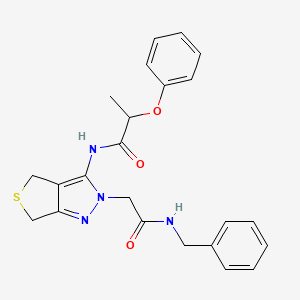 molecular formula C23H24N4O3S B2841010 N-{2-[(benzylcarbamoyl)methyl]-2H,4H,6H-thieno[3,4-c]pyrazol-3-yl}-2-phenoxypropanamide CAS No. 1172525-53-9