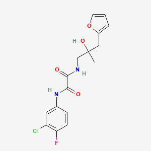molecular formula C16H16ClFN2O4 B2841026 N'-(3-chloro-4-fluorophenyl)-N-{2-[(furan-2-yl)methyl]-2-hydroxypropyl}ethanediamide CAS No. 1795413-72-7