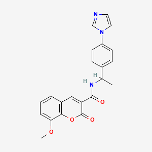 molecular formula C22H19N3O4 B2841031 N-{1-[4-(1H-imidazol-1-yl)phenyl]ethyl}-8-methoxy-2-oxo-2H-chromene-3-carboxamide CAS No. 873857-33-1