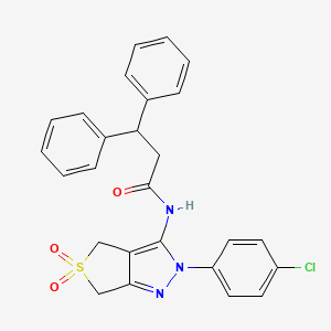 molecular formula C26H22ClN3O3S B2841047 N-(2-(4-chlorophenyl)-5,5-dioxido-4,6-dihydro-2H-thieno[3,4-c]pyrazol-3-yl)-3,3-diphenylpropanamide CAS No. 893930-57-9