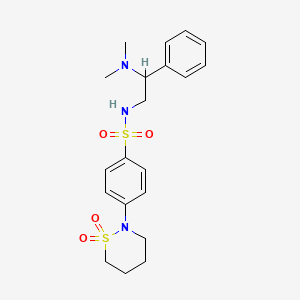 molecular formula C20H27N3O4S2 B2841052 N-(2-(dimethylamino)-2-phenylethyl)-4-(1,1-dioxido-1,2-thiazinan-2-yl)benzenesulfonamide CAS No. 1396874-49-9