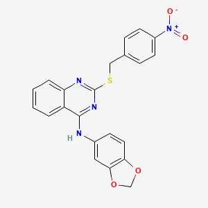 molecular formula C22H16N4O4S B2841080 N-(2H-1,3-benzodioxol-5-yl)-2-{[(4-nitrophenyl)methyl]sulfanyl}quinazolin-4-amine CAS No. 688355-93-3