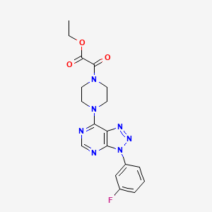 molecular formula C18H18FN7O3 B2841110 ethyl 2-(4-(3-(3-fluorophenyl)-3H-[1,2,3]triazolo[4,5-d]pyrimidin-7-yl)piperazin-1-yl)-2-oxoacetate CAS No. 920228-12-2