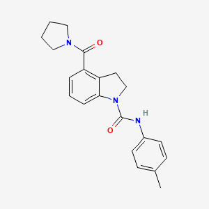 molecular formula C21H23N3O2 B2841113 N-(4-methylphenyl)-4-(pyrrolidine-1-carbonyl)-2,3-dihydro-1H-indole-1-carboxamide CAS No. 2320535-88-2