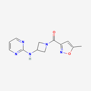 molecular formula C12H13N5O2 B2841121 N-[1-(5-methyl-1,2-oxazole-3-carbonyl)azetidin-3-yl]pyrimidin-2-amine CAS No. 2189435-03-6