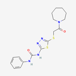 molecular formula C17H21N5O2S2 B2841124 3-(5-{[2-(AZEPAN-1-YL)-2-OXOETHYL]SULFANYL}-1,3,4-THIADIAZOL-2-YL)-1-PHENYLUREA CAS No. 946371-35-3