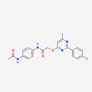 molecular formula C21H19FN4O3 B2841128 N-(4-acetamidophenyl)-2-{[2-(4-fluorophenyl)-6-methylpyrimidin-4-yl]oxy}acetamide CAS No. 1251683-96-1