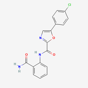 molecular formula C17H12ClN3O3 B2841172 N-(2-carbamoylphenyl)-5-(4-chlorophenyl)-1,3-oxazole-2-carboxamide CAS No. 955737-15-2