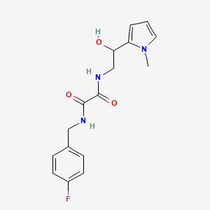 molecular formula C16H18FN3O3 B2841198 N'-[(4-fluorophenyl)methyl]-N-[2-hydroxy-2-(1-methyl-1H-pyrrol-2-yl)ethyl]ethanediamide CAS No. 1396801-36-7
