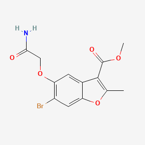 molecular formula C13H12BrNO5 B2841213 Methyl 5-(2-amino-2-oxoethoxy)-6-bromo-2-methyl-1-benzofuran-3-carboxylate CAS No. 315237-36-6