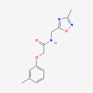 molecular formula C13H15N3O3 B2841287 N-[(3-methyl-1,2,4-oxadiazol-5-yl)methyl]-2-(3-methylphenoxy)acetamide CAS No. 1235392-49-0