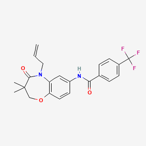 molecular formula C22H21F3N2O3 B2841316 N-(5-allyl-3,3-dimethyl-4-oxo-2,3,4,5-tetrahydrobenzo[b][1,4]oxazepin-7-yl)-4-(trifluoromethyl)benzamide CAS No. 921545-70-2