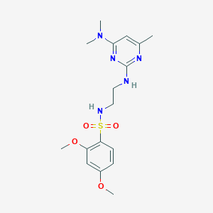 molecular formula C17H25N5O4S B2841333 N-(2-((4-(dimethylamino)-6-methylpyrimidin-2-yl)amino)ethyl)-2,4-dimethoxybenzenesulfonamide CAS No. 1207023-90-2