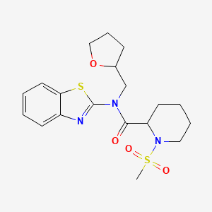 molecular formula C19H25N3O4S2 B2841385 N-(1,3-benzothiazol-2-yl)-1-methanesulfonyl-N-[(oxolan-2-yl)methyl]piperidine-2-carboxamide CAS No. 1222667-32-4