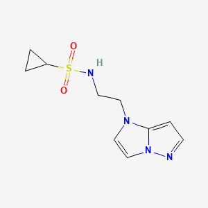 molecular formula C10H14N4O2S B2841391 N-(2-(1H-imidazo[1,2-b]pyrazol-1-yl)ethyl)cyclopropanesulfonamide CAS No. 1798676-27-3