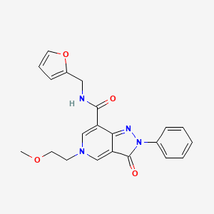 molecular formula C21H20N4O4 B2841396 N-(furan-2-ylmethyl)-5-(2-methoxyethyl)-3-oxo-2-phenyl-3,5-dihydro-2H-pyrazolo[4,3-c]pyridine-7-carboxamide CAS No. 921882-21-5