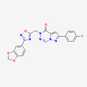 molecular formula C21H13FN6O4 B2841407 N-{3-[2-(1H-benzimidazol-2-yl)ethyl]phenyl}-N'-(5-chloro-2-methoxyphenyl)urea CAS No. 1190006-26-8