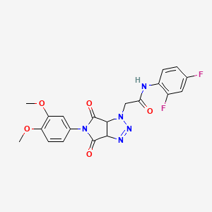 molecular formula C20H17F2N5O5 B2841423 N-(2,4-difluorophenyl)-2-[5-(3,4-dimethoxyphenyl)-4,6-dioxo-1H,3aH,4H,5H,6H,6aH-pyrrolo[3,4-d][1,2,3]triazol-1-yl]acetamide CAS No. 1052612-89-1