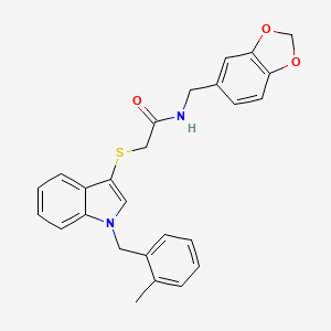 molecular formula C26H24N2O3S B2841440 N-[(2H-1,3-benzodioxol-5-yl)methyl]-2-({1-[(2-methylphenyl)methyl]-1H-indol-3-yl}sulfanyl)acetamide CAS No. 851412-58-3